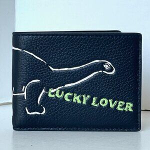 Coach Slim Billfold Wallet CAO21 Black Leather Sketch Print Doodle Men’s